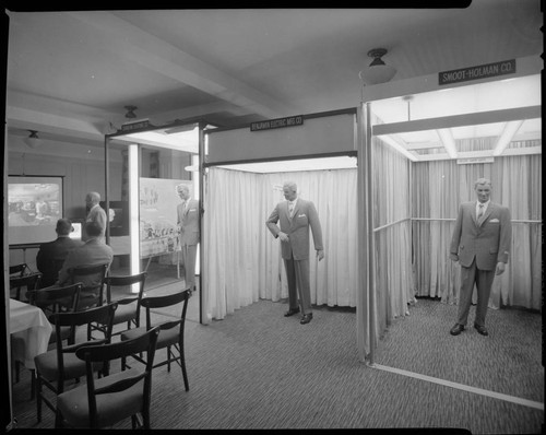 Displays comparing lighting for retail clothiers