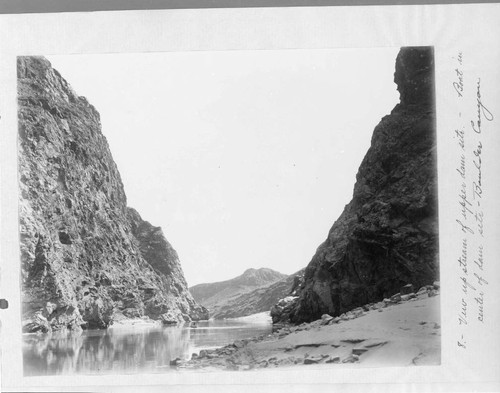 The view upstream of the upper dam site at Boulder Canyon