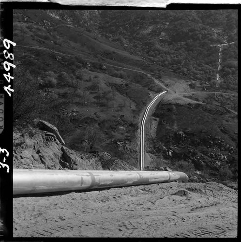 3-3 Tule Siphon - View of piplines from half way up outlet slope to center ridge