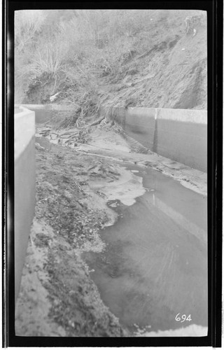 Debris in the ditch at Kaweah #3 Hydro Plant after the storm