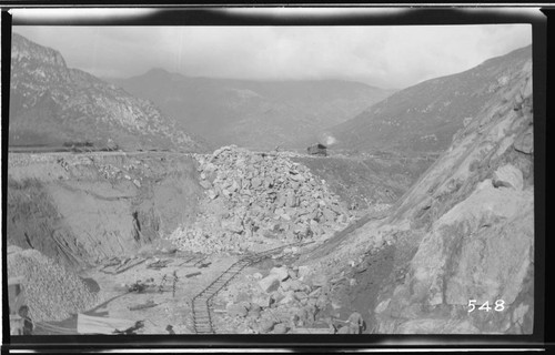 The regulating reservoir at Kaweah #3 Hydro Plant while under construction