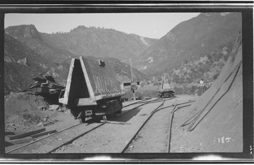 Transporting slabs by tramway in construction of Kaweah #3 Hydro Plant