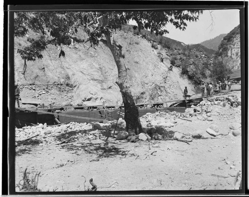 Men working in the original excavation for Santa Ana River #1 Hydro Plant