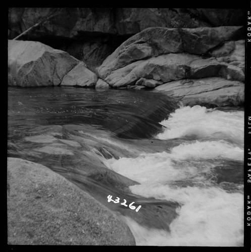 Kaweah #3 - Gauging Station Middle Fork Kaweah River near Potwisha Camp, close-up view of water spilling over Parshall Flume