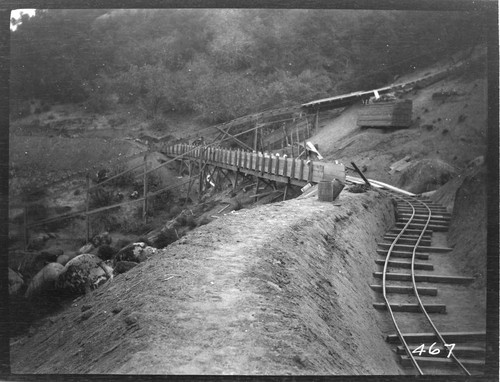 The railway tracks in the ditch at Tule Plant during construction