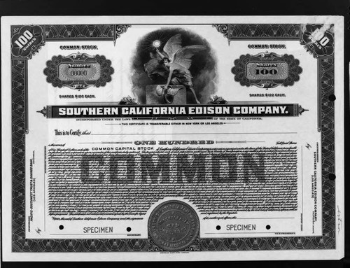 An Edison stock certificate