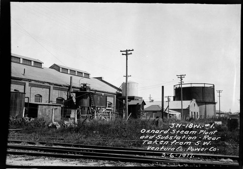 Oxnard Steam Plant and Substation Building. Rear view taken from Southwest
