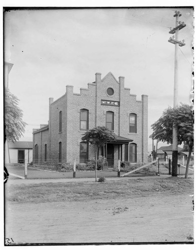 Mount Whitney Power Company's Lindsay Substation as it appeared in 1904 after reconstruction in brick