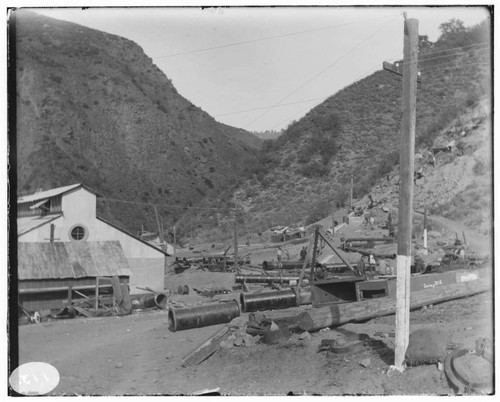 The installation of the penstock during the construction of Mill Creek #3 Hydro Plant