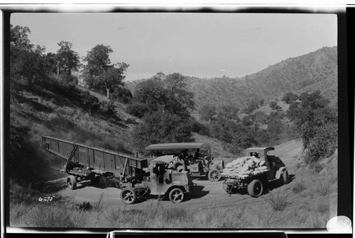 Crane on truck at hairpin turn