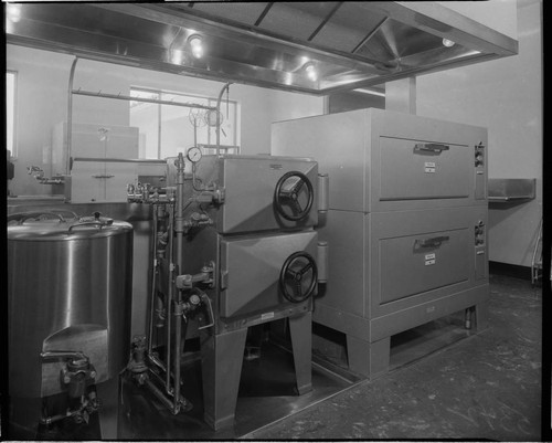 Industrial grade electric ovens and cookers in a factory