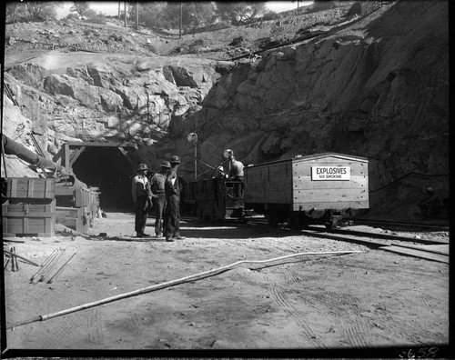 Big Creek 4 construction work: taking explosives into tunnel