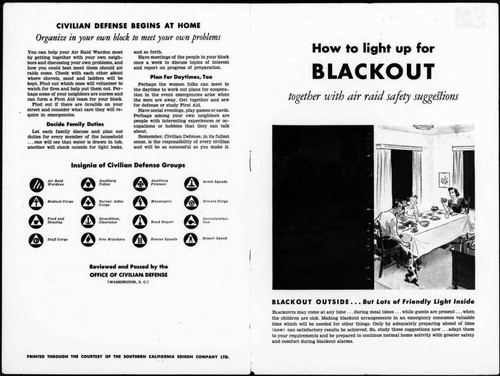 A brochure detailing blackout regulations was issued to all Edison customers early in the war