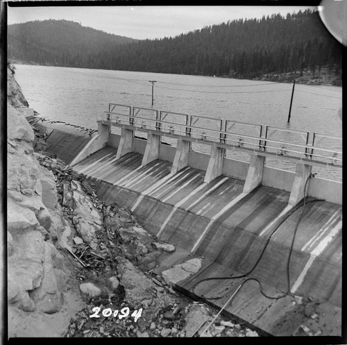 Big Creek, Huntington Lake Dams - Progress of backfills on Huntington Lake Dams by Stone & Webster Co