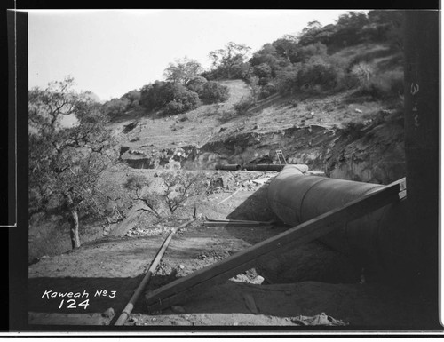 A view of the horizontal section of the penstocks under construction