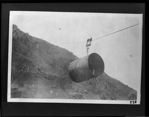 A section of the penstock on the hoist line at Kern River #1 Hydro Plant