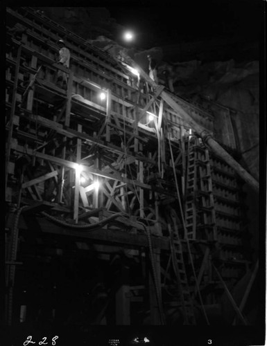 Big Creek - Mammoth Pool - Concrete pour at diversion tunnel portal at night