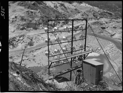 Big Creek - Mammoth Pool - View of incoming haul roads and cofferdam looking at east abutment