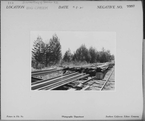 Big Creek, Shaver Lake Dam - Dismantling Shaver Railroad