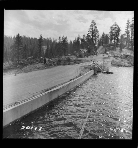 Big Creek, Huntington Lake Dams - Progress of backfills on Huntington Lake Dams by Stone & Webster Co