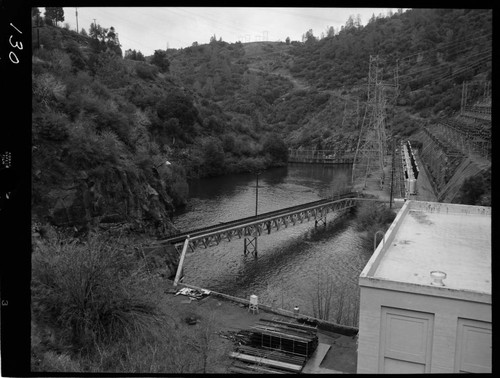 Big Creek - Powerhouse 2A - View of after-bay over roof of Powerhouse 2