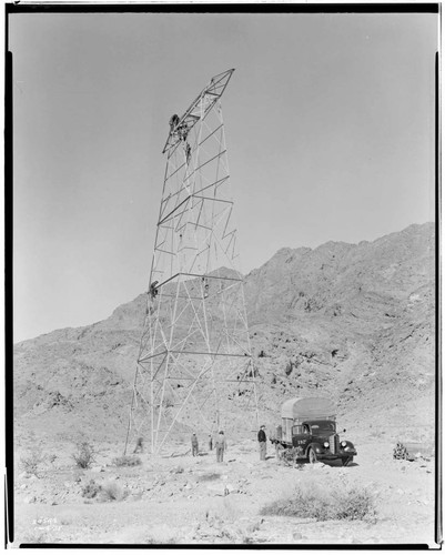 Dodge truck near tower construction work on Boulder Line