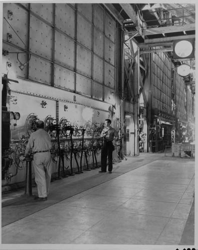 Boilermen at Long Beach #2 Steam Plant light off the gas burners as the plant "steams up" to carry load