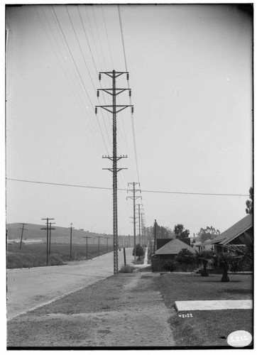 Transmission towers carrying 60 KV lines from Newmark Substation to Los Angeles #3 Steam Plant