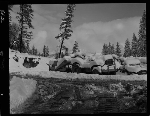 Big Creek - Mammoth Pool - DW-20's in shop area after snow