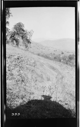 A distant view along the conduit route for the hydro plant of the Tulare County Power Company