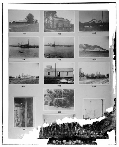 This is a multi-image negative that depicts uses of electricity in local industry. Undamaged images included on the plate are copies of original negatives: 02 - 00301; 02