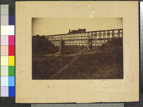 Trestle Work, Potomac Creek. "Potomac Creek Bridge, Acquia Creek and Fredericksburg RR prospective view, April 12, 1863."