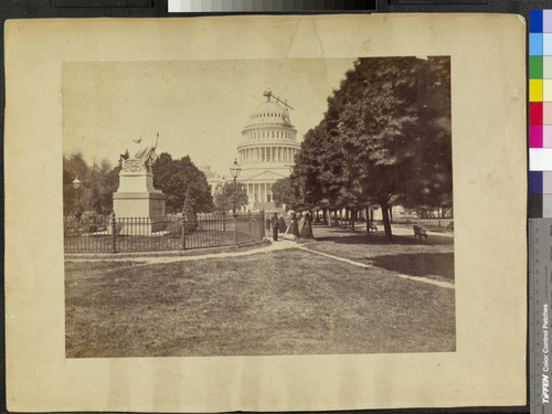 Capital, Washington, D.C. , East Front, Statue of Washington in foreground, July 11, 1863