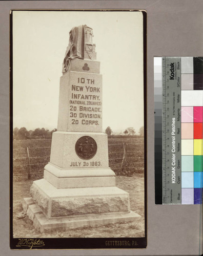 Monument honoring the 10th New York Infantry (National Zouaves), 2nd Brigade, 3rd Division, 2nd Corps