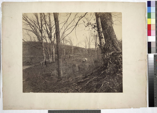 Bull Run, looking upstream, RR Bridge in distance, 1863