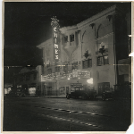 Night view of Chimes Theatre at 5631 College Avenue in Oakland, California