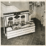 Interior of Fox Oakland Theatre in Oakland, California with candy bar attendant and usher