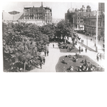 People gather in City Hall Park in Oakland, California, following the April 18, 1906 earthquake