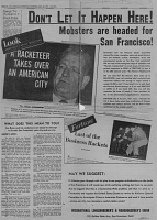 "Don't Let it Happen Here! Mobsters are Headed for San Francisco!" ILWU Advertisement in the San Francisco Chronicle, October 20, 1951
