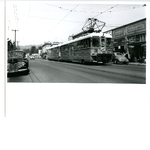 Key System "C" line streetcar on Piedmont Avenue near Ridgeway Avenue, headed towards downtown Oakland in the Broadway Heights district of Oakland, California