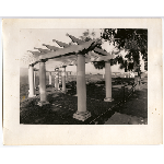 Pergolas at the main entrance to the still largely undeveloped Havenscourt Tract at Havenscourt Boulevard and East 14th Street (later International Boulevard) in Oakland, California