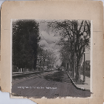 Looking east along tree-lined Fruitvale Avenue at Morningside Park, between East 16th and East 17th Streets, in the Fruitvale district of Oakland, California