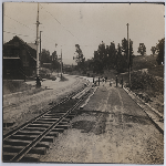 Work crew paving 4th Avenue (later Park Avenue) at Newton Street in the Peralta Heights district of Oakland, California