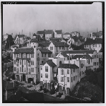Rooftop view of the Cordova Apartments on Cleveland Street at Capell Street in the Peralta Heights district of Oakland, California