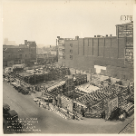 Construction of the Athens Athletic Club at 12th and Clay Streets in Oakland, California, looking southwest