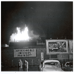 Ebell Club fire as seen from parking lot on 14th Street in Oakland, California