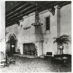 Fireplace in lobby of the Athens Athletic Club in Oakland, California