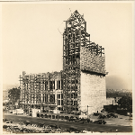 Construction of Elks Club Building in Oakland, California, showing exterior finish and tower framing