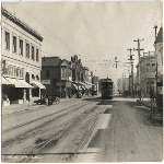 Streetcar #342 heading west on East 14th Street at 23rd Avenue in Oakland, California