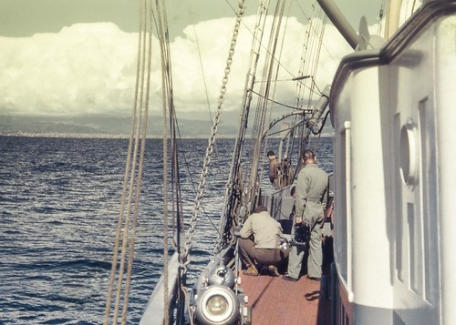 Oceanographers on board a Scripps Institution of Oceanography research vessel 1 of 2